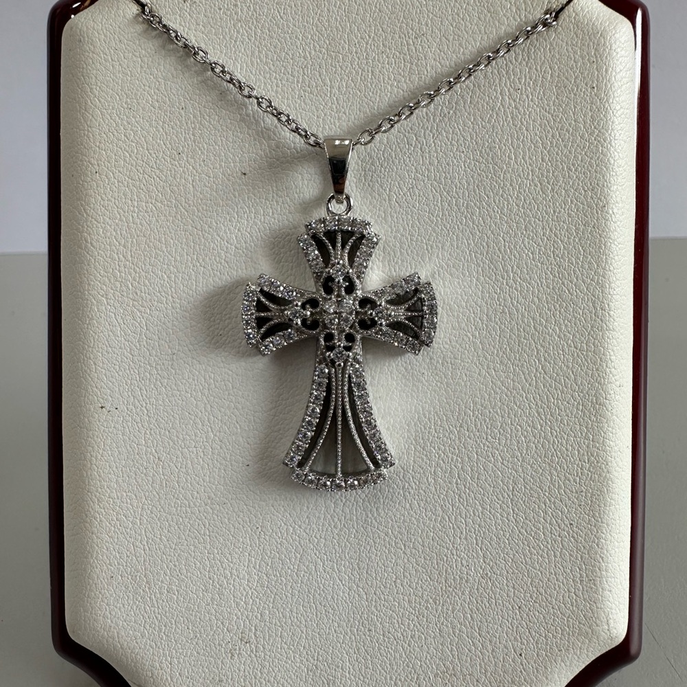 Sterling Silver Cross Pendant Necklace - Silver